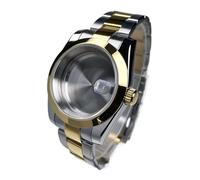 1PC 39mm DJ NH35 Case Yellow Gold Flat Bezel Sapphire Glass For Skx Mod Modification Parts Fit NH35/36 Steel Watch(Flat MSO,OYS Clasp)