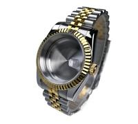 1PC 39mm NH35 Case DJ2T Fluted Bezel Yellow Gold Sapphire Glass SK Mod DJ Modification Parts Fit NH35/36 Steel Watch(WHITE,OYS Clasp)