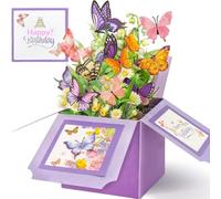 1pc 3D Pop-Up Birthday Greeting Card Floral And Butterfly Design For Recipient Paper Construction