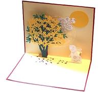 1Pc 3D Rabbit Flower Pop UP Cards with Envelope Mid-Autumn Festival Invitation Cards Birthday Card DIY Gift Cards Greeting Cards for Women Men Kids Teens Son Daughter
