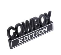 1pc 3D Raised Letter Cowboy Edition Emblem Car Decals - Metal Name Plate Sticker for Cars, Trucks, Motorcycles, SUV - Door Tailgate Bumper Durable Vehicles Badge Decal (Black&White)