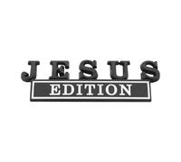 1pc 3D Raised Letter Jesus Edition Emblem Car Decal - Metal Sticker for Vehicles, Trucks, Motorcycles, SUV - Durable Door Tailgate Bumper Badge Auto Decoration (Black and White)