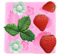 1pc 3D Strawberry Flowers Leaves Silicone Mold for Handmade DIY Gum Paste Desserts Candy Fondant Jello Crystal Resin Crafting Tool Projects Jelly Shots Trinket Pudding Epoxy Cake Topper Decoration