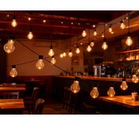 1pc 3m Waterproof Timer LED String Lights with Black Bulbs | 10×F5 Warm White A60 Bulbs (30cm Spacing), 50cmLead Wire, Clip-On Base | With 3AA Waterproof Timer Battery Box, Battery NotIncluded
