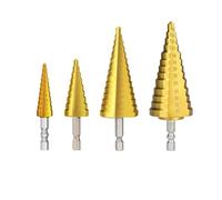 1PC/3PCS/4PCS Step Drill Bit 3-13 4-12 4-20 4-32mm HSS Titanium Coated Wood Metal Hole Cutter Cone Drills(4pcs)
