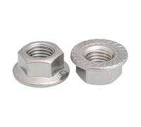 1PC/3PCS/5PCS M4 M5 M6 M8 M10 M12 304 Stainless Steel Reverse Thread Hex Hexagon Flange Nut Left Hand Nuts Serrated Spinlock Insert Lock(5pcs,M4)