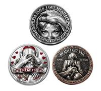 1Pc / 3Pcs Two Sided Flipping Coin Tails I Get Head Coin for Romance Dates Funny Gags and Special Occasions Humor Prank Gift