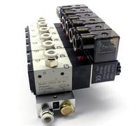 1pc 3V210-08 Manifold Station Solenoid Valve 3port 2position Multi-Way Combination DC12V 24V AC220V with Solenoid Valves(DC24V 8mm Fittings,3 Stations)