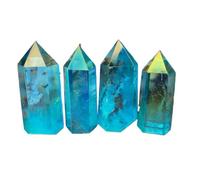 1pc 4-5cm Quartz Tower Blue Aura High Vibe Clear Gold Towers Gemstone Stone