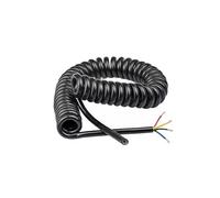1pc 4-core 0.2mm² Spring Wire Spiral Cable Stretchable Wire Black Power Cord Pure Copper Core TPU Sheath Wear-resistant Oil-resistant(Stretch 1.25m)