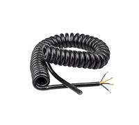 1pc 4-core 0.3mm² Spring Wire Spiral Cable Stretchable Wire Black Power Cord Pure Copper Core TPU Sheath Wear-resistant Oil-resistant(Stretch 2.5m)