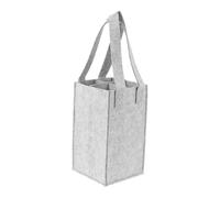 1pc 4 Divider Wine Bottle Carrier Red Wine Tote Bag Handle Felt Wine Storage Bag Reusable Grocery Bags Portable Wine Carrier(Light Grey)