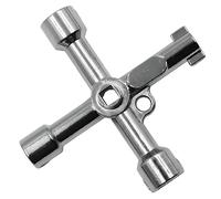 1PC 4-Way Utility Key - Stainless Steel Service Cabinet Key - Multifunction Access Tool for Electric Box Valve Elevator - Square Triangle Cross Shapes (Silver)