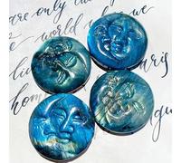 1pc 40-50g Labradorite Stone Hand Carved Labradorite Crystal Sun and Moon Face Carving Ornament for Home Decor