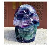 1pc 400-450g Colored Fluorite Skull Quartz Hand Carved Crystal