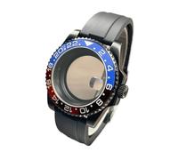 1pc 40mm NH35 Case Full Black Sub Rubber Strap Sapphire Glass Stainless Steel Seik Mod For NH34 /35/36/38 Movement Watch(Set 15,No Cyclops)