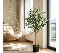 1Pc 4Ft/1.2m Olive Trees Artificial Indoor, Faux Olive Tree with Natural Wood Trunk Branches and Lifelike Fruits, Realistic Fake Tree Artificial Plants Tall with Planter for Home Office Decor