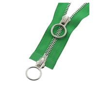1pc 5# 60/70/80/90/100/120/150cm Silver Tooth Metal Zipper Multi-Color Open Ended Double Slider Two-Way Zipper Replaceable Jacket Coat Repair DIY Sewing Accessories(Viridity,70cm)