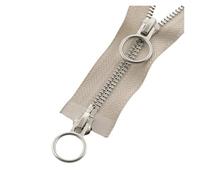 1pc 5# 60/70/80/90/100/120/150cm Silver Tooth Metal Zipper Multi-Color Open Ended Double Slider Two-Way Zipper Replaceable Jacket Coat Repair DIY Sewing Accessories(Beige,90cm)