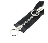 1pc 5# 60/70/80/90/100/120/150cm Silver Tooth Metal Zipper Multi-Color Open Ended Double Slider Two-Way Zipper Replaceable Jacket Coat Repair DIY Sewing Accessories(Black,80cm)