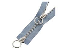 1pc 5# 60/70/80/90/100/120/150cm Silver Tooth Metal Zipper Multi-Color Open Ended Double Slider Two-Way Zipper Replaceable Jacket Coat Repair DIY Sewing Accessories(Light Blue,90cm)