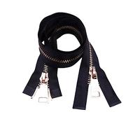 1pc 5# 60/70/80/90/100/120cm Two-Way Auto Lock Gold Metal Zipper Double Slider Zipper for Down Jacket, Hoodie, Cardigan Accessories, Black