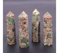 1pc 5-6cm Crystal Pillar Green Cherry Blossom Agate Pillar Crystal Single Pointed Hexagonal Ornament