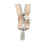 1Pc 5# 70-120Cm Metal Zipper, Double Slider Open End for Down Jacket Auto Lock,Apricot,90cm