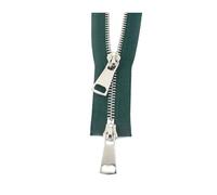 1Pc 5# 70-120Cm Metal Zipper, Double Slider Open End for Down Jacket Auto Lock,Dkgreen,90cm