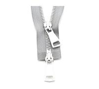 1Pc 5# 70-120Cm Metal Zipper, Double Slider Open End for Down Jacket Auto Lock,Gray,90cm