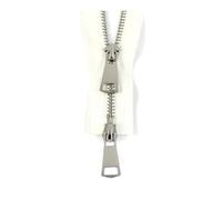 1Pc 5# 70-120Cm Metal Zipper, Double Slider Open End for Down Jacket Auto Lock,White,90cm