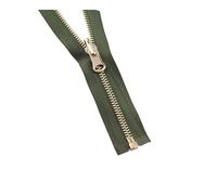 1PC 5# 70/90cm Light Gold Tooth Metal Zipper Metal Rotary Slider Double Side Puller Open-End Zipper DIY Garment Sew Zips(Army Green,90cm)