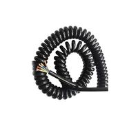 1pc 5-core 0.2mm² Spring Wire Spiral Cable Stretchable Wire Black Power Cord Pure Copper Core TPU Sheath Wear-resistant Oil-resistant(Stretch 2.5m)