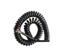1pc 5-core 0.5mm² Spring Wire Spiral Cable Stretchable Wire Black Power Cord Pure Copper Core TPU Sheath Wear-resistant Oil-resistant(Stretch 1.25m)
