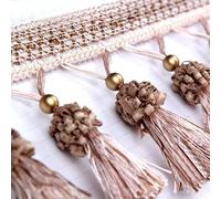 1pc 5 Meters Curtain Edging Trim with Tassels - Durable Polyester Trimming Ribbon for Sewing, DIY Crafts, and Home Decor(Khaki)