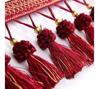 1pc 5 Meters Polyester Curtain Edging Trim with Tassels - for DIY Crafts, Garments, Tablecloths, and Home Decor(Red)