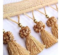 1PC 5 Meters Polyester Curtain Edging Trim with Tassels for Sewing, DIY Decor, and Crafts - Stylish Trimming Ribbon(Light Brown)