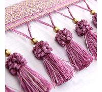 1pc 5 Meters Polyester Curtain Edging Trim with Tassels - Sewing Ribbon for DIY Decor Crafts, Garments,Tablecloths(Dark Pink)