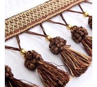 1pc 5 Meters Polyester Curtain Edging Trim with Tassels - Sewing Ribbon for DIY Decor Crafts, Garments,Tablecloths(Dark Brown)
