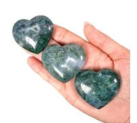 1pc 50-100g Moss Agate Heart, Carving, Palmstone