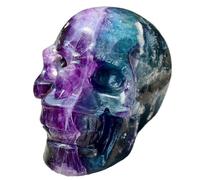 1pc 500-550g Fluorite Skull Gemstone Room Decorated Office Furniture Collection Hand Carved