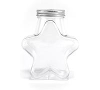 1Pc 500ml Star Shaped Plastic Jars Paper Stars Jars Paper Star Storage Valentine's Day Christmas Party Favor Bottles Empty with Lids, Refillable Containers