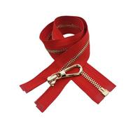 1pc 50cm No. 5 Metal Separating Zipper for Jackets, Overcoats, Red