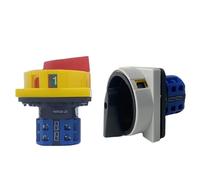 1pc 690V 20A Padlock Rotary Cam Switch With Big Plate OFF-ON 2 Position 4 Poles 8 Terminals Main Selector Emergency Stop LW26-20/2GS(Yellow Panel)