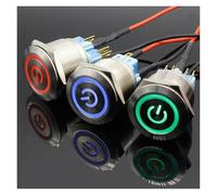 1pc 6Pin 25mm Metal Stainless Steel Momentary/Latching LED Push Button Switch Car Auto Engine Start PC Power Symbol IDGTTLDF(Yellow,LOCKING_6V)