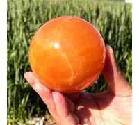 1pc 7-8cm Orange Calcite Crystal Ball Striped Stone Ball for Home Decor