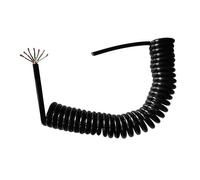 1pc 7-core 0.2mm² Spring Wire Spiral Cable Stretchable Wire Black Power Cord Pure Copper Core TPU Sheath Wear-resistant Oil-resistant(Stretch 1.25m)