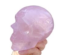 1pc 700-850g Rose Crystal Skull Carved Gemstone Decoration Gemstone Stone