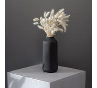 1Pc 8.26in/21cm Ceramic Vase with Rills - for Pampas Grass as Boho Decor, Small Vase Black Matt Flowers, Home Decor for Fresh Flowers, Dry Flowers, Dining Table, Office