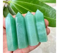 1pc 8-9cm Nature Green Aventrine Tower Green Crystal Six Sided Column for Balance Decoration as a Gift Gemstone Stone